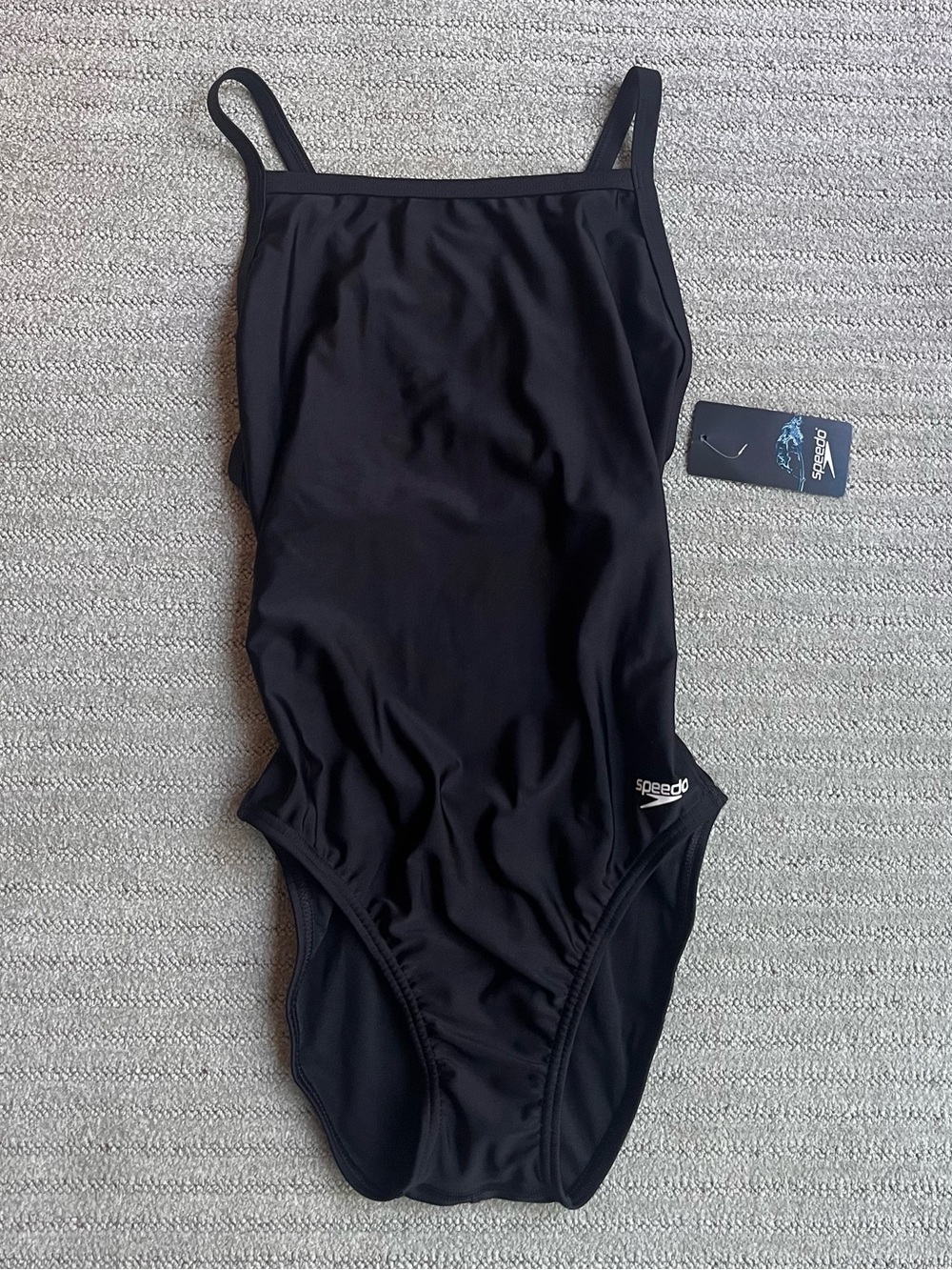 Speedo Women's Solid Black One-Piece Swimsuit size 36